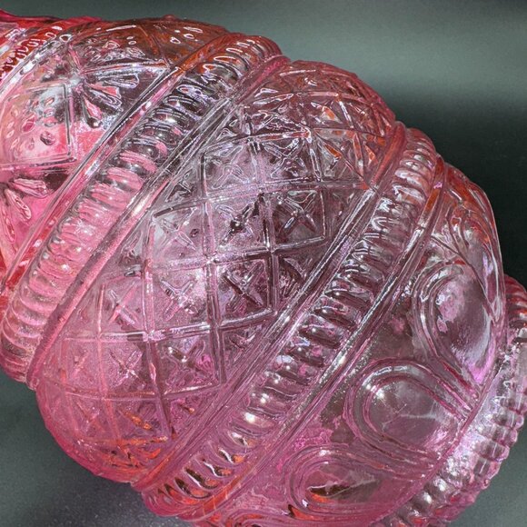 Pink Pressed Glass Decorative Vase Bottle Decanter Molded - Picture 7 of 8